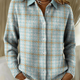 Sabrine | Checked Hoodie Blouse with Sand-Colored Accents