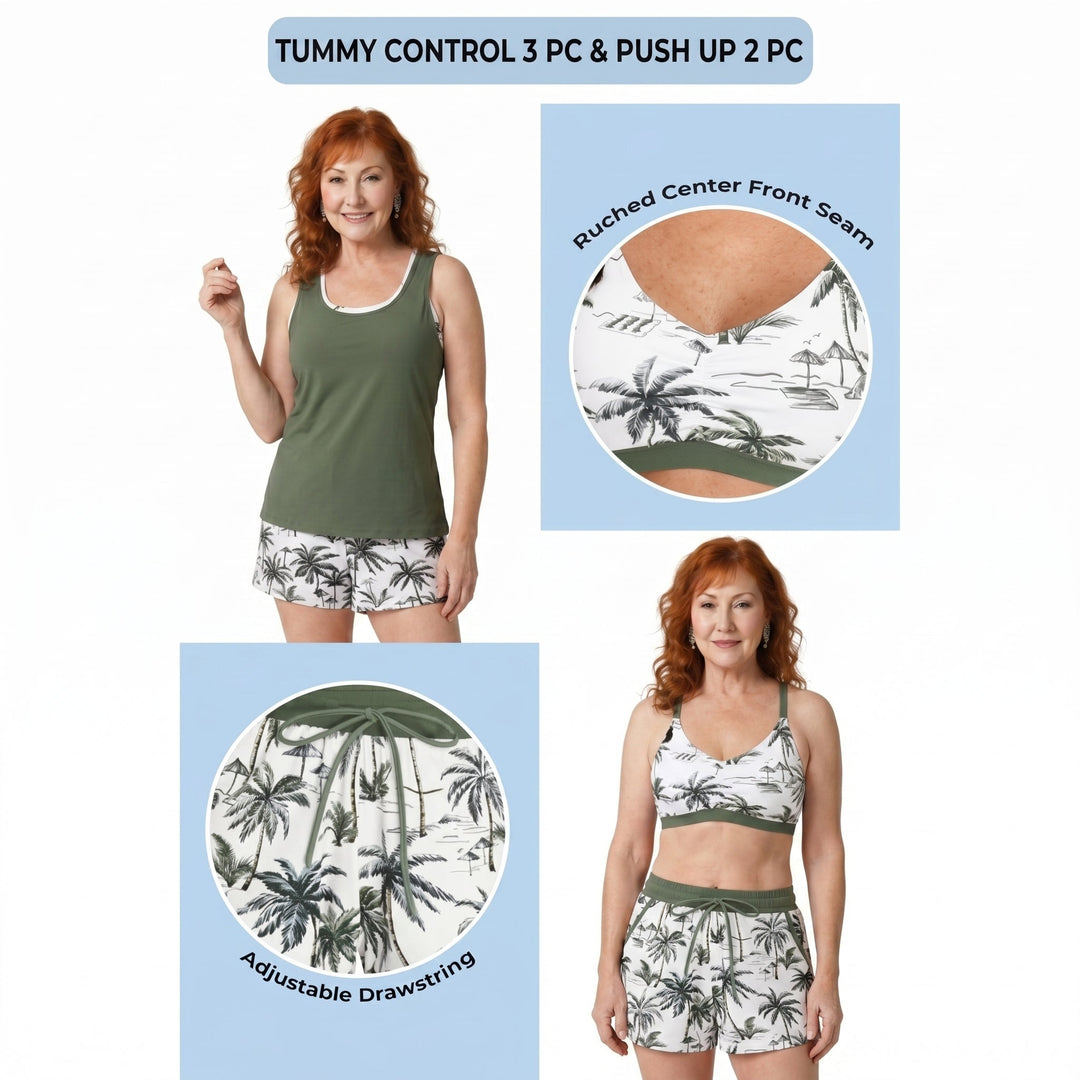 MADISON | SPORTY THREE-PIECE TANKINI SET WITH POCKETS