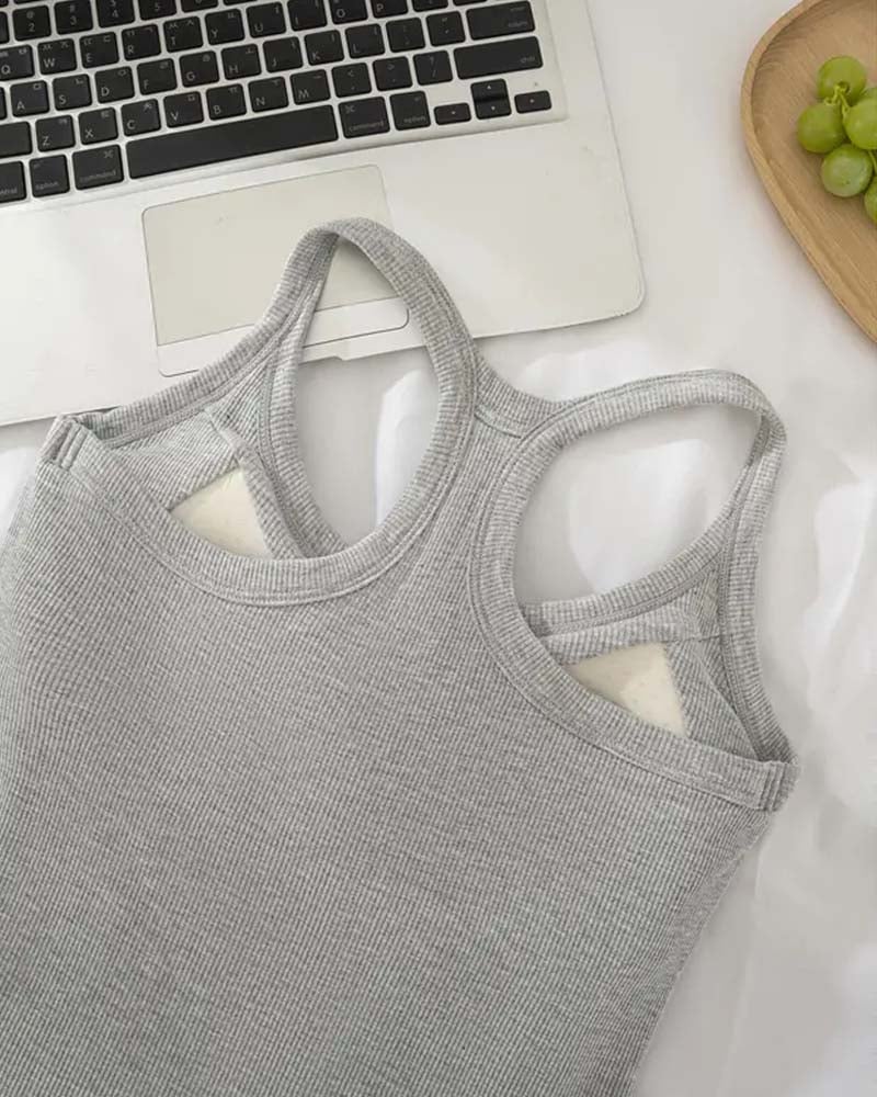 Penelope | Ribbed Tank Top With Built-In Bra